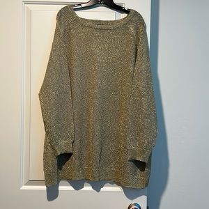 Gold metallic mesh style sweater, size 22,24 long sleeve